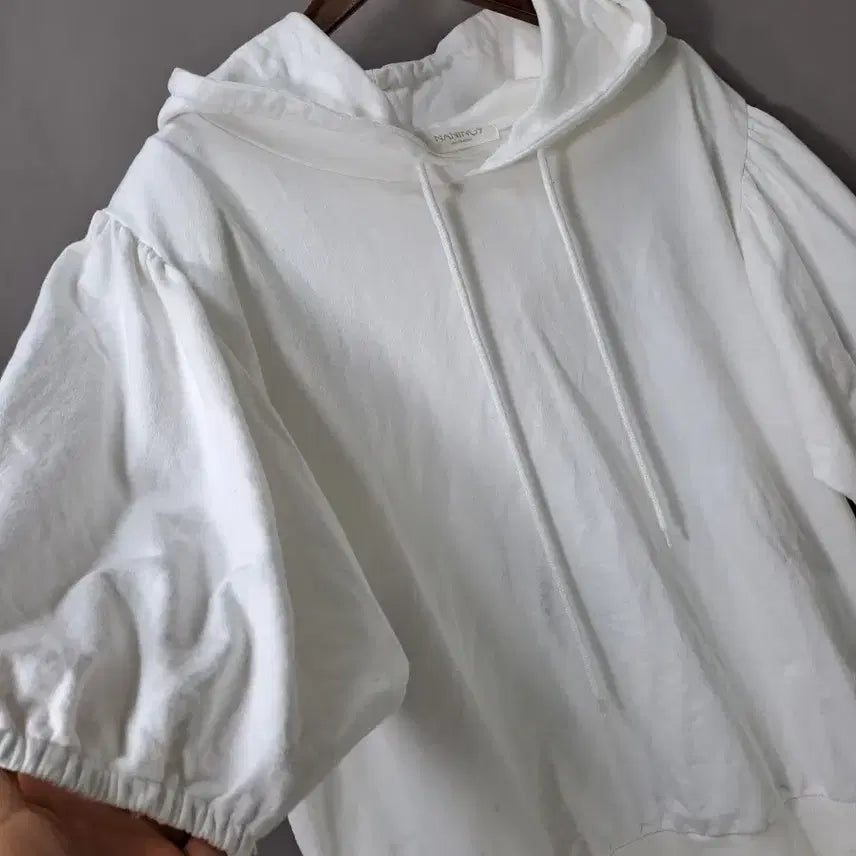 [SOLD OUT] 난닝9 펑키소매 화이트 면 후드티