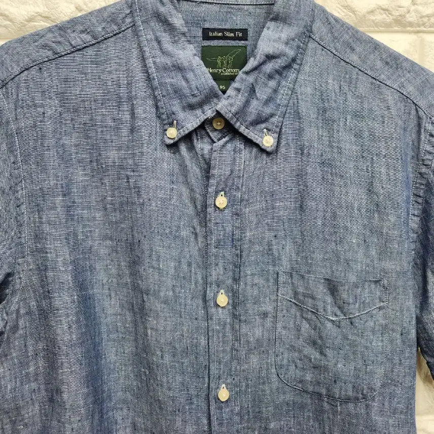 [BUNJANG] Henry Cotton Linen Polo Shirt / 헨리코튼 반팔 마 카라셔츠 95사이즈 k633