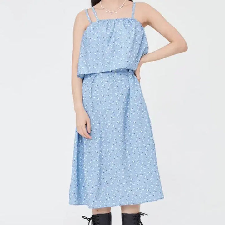 [BUNJANG] Targetto Flower Pattern Layered Dress / 타겟토 플라워패턴 원피스 새상품 (F/스카이블루)