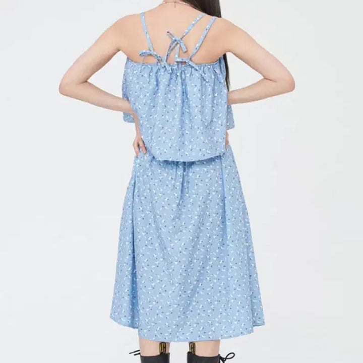 [BUNJANG] Targetto Flower Pattern Layered Dress / 타겟토 플라워패턴 원피스 새상품 (F/스카이블루)