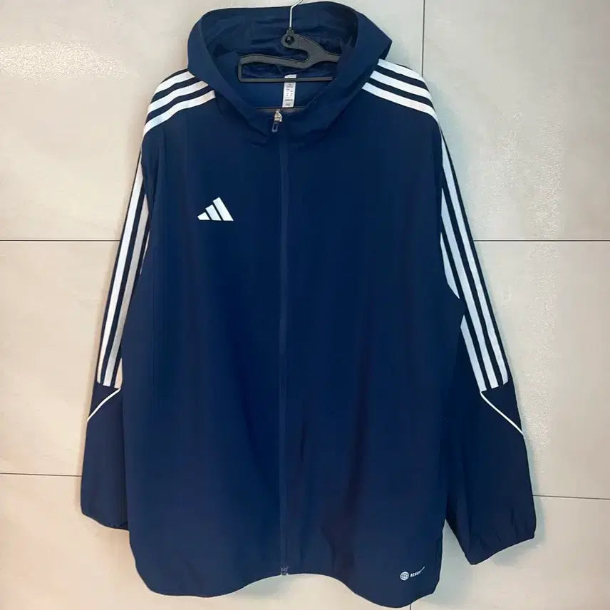 [SOLD OUT] [3XL] 아디다스 삼선 후드 러닝 바람막이 네이비