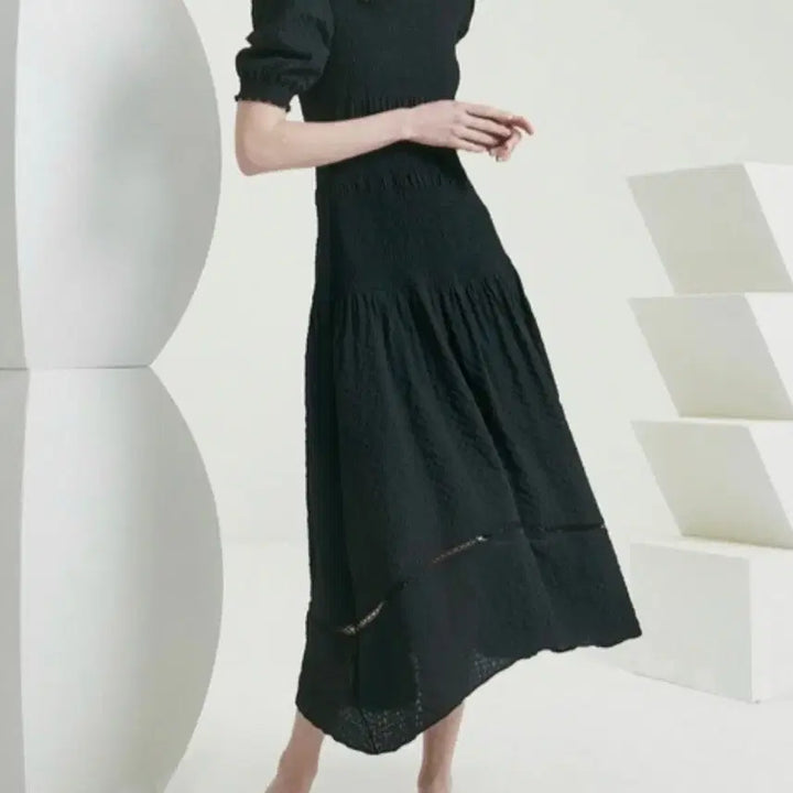 [BUNJANG] Time Smocking Black Summer Dress / 타임 스모킹 원피스
