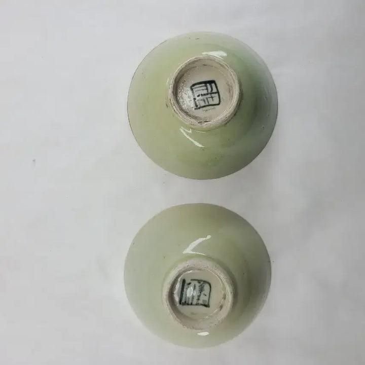 [BUNJANG] Antique Celadon Porcelain Teacup Set / 도자기 찻잔 2개 세트 연한 그린색