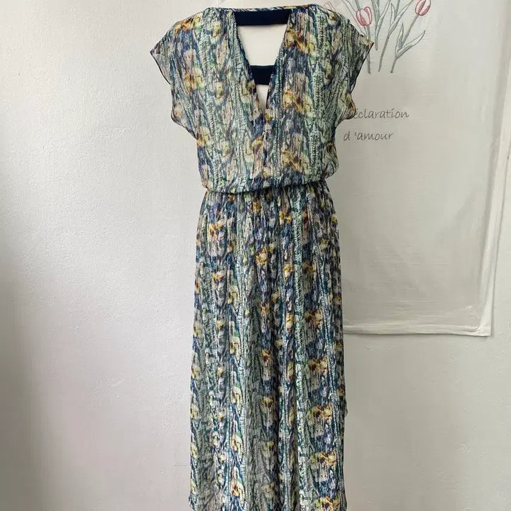 [BUNJANG] Izzatbaba Floral Pattern Chiffon Asymmetrical Long Dress / 아이잗바바 플로럴 패턴 쉬폰 언발란스 롱 원피스132