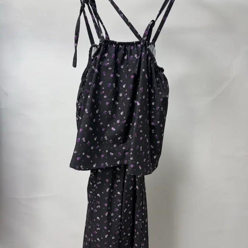 [BUNJANG] Targetto Flower Pattern Layered Dress / 타겟토 플라워패턴 레이어드 원피스 새상품 (F / 블랙)