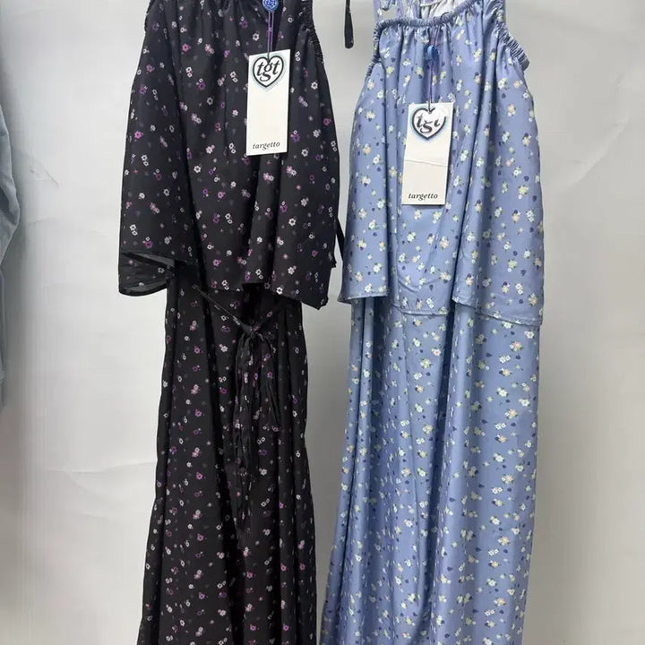 [BUNJANG] Targetto Flower Pattern Layered Dress / 타겟토 플라워패턴 레이어드 원피스 새상품 (F / 블랙)