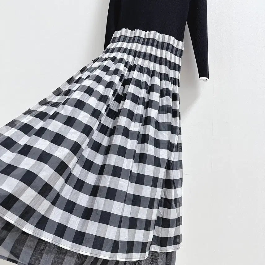 [SOLD OUT] 수입 디자인 니트블록 원피스