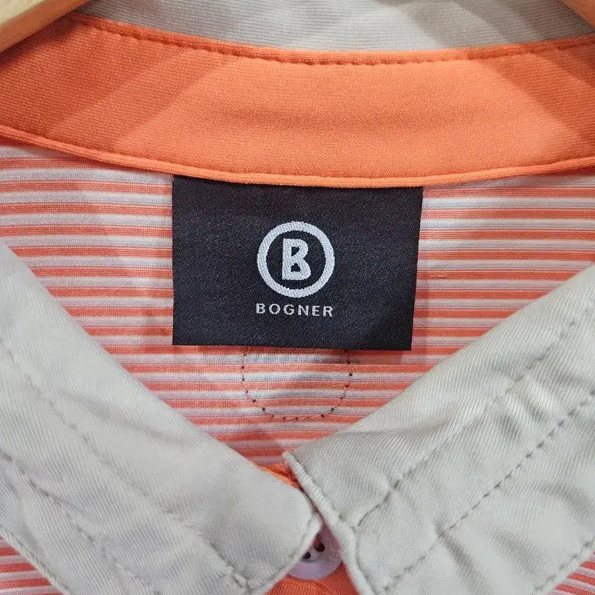 [BUNJANG] Bogner Striped Long Sleeve Polo Shirt Orange L / Bogner 스트라이프 긴팔 폴로티 오렌지L (b19)