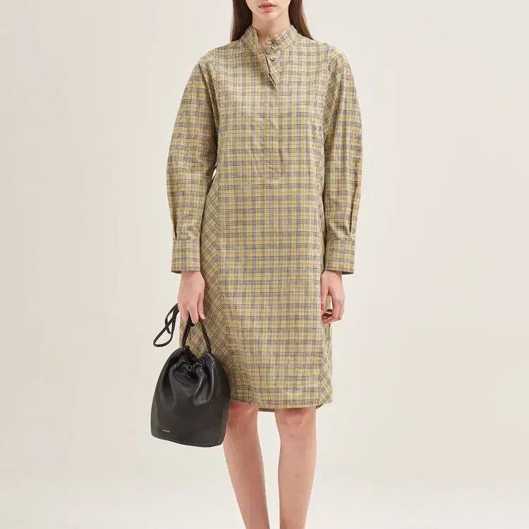 [BUNJANG] Beanpole Ladies Checkered Shirt Dress 90 / 빈폴 레이디스 체크 셔츠 원피스 90