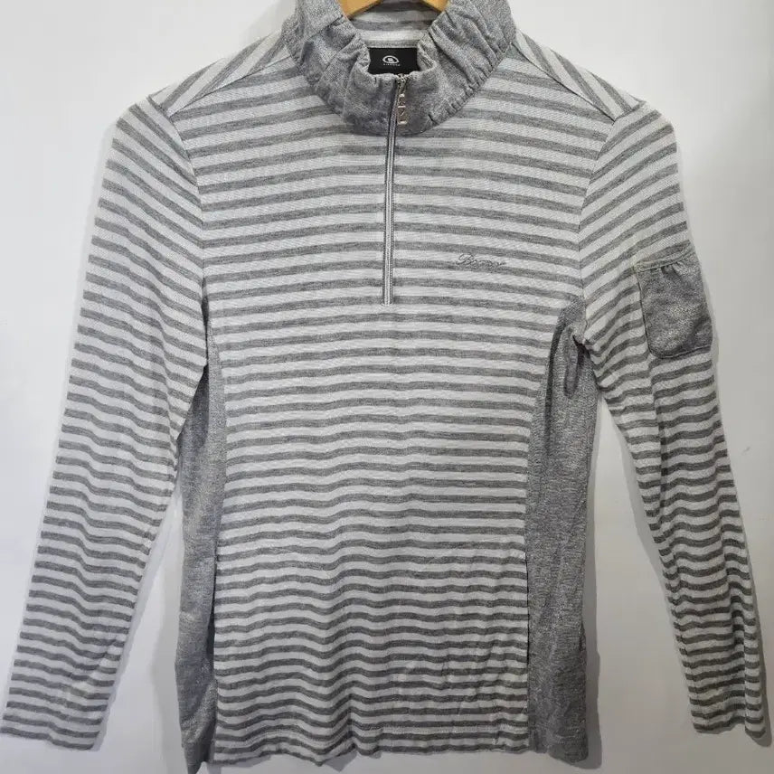 [BUNJANG] BOGNER Striped Zip-Up Long Sleeve T-Shirt / 보그너 스트라이프 집업 긴팔 티셔츠M (b21)