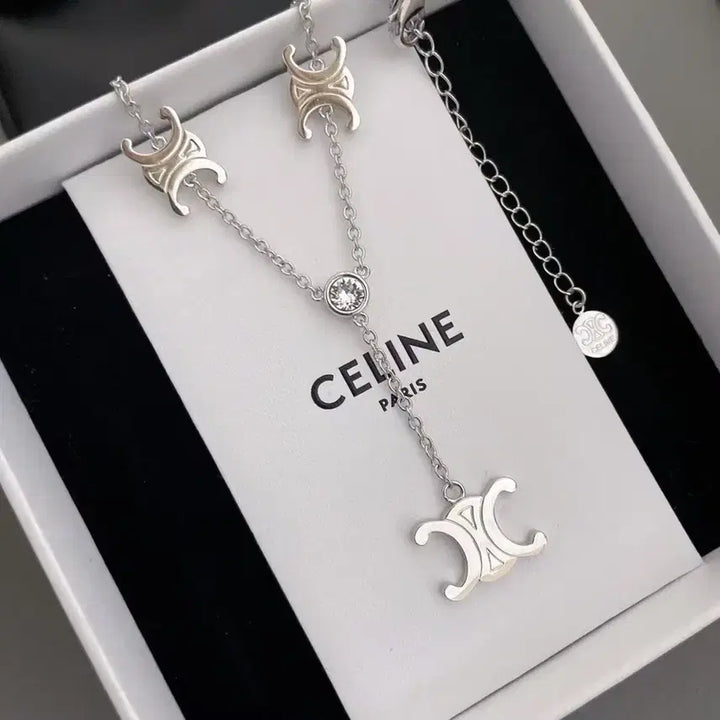 [BUNJANG] Celine Triomphe Silver Long Necklace / 셀린느 트리오페 실버 롱 목걸이