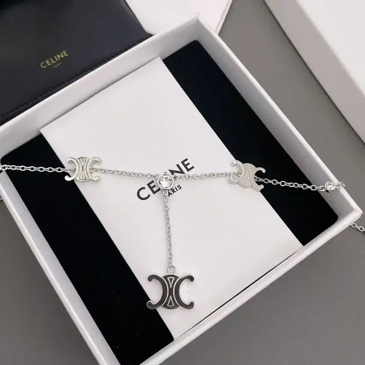 [BUNJANG] Celine Triomphe Silver Long Necklace / 셀린느 트리오페 실버 롱 목걸이