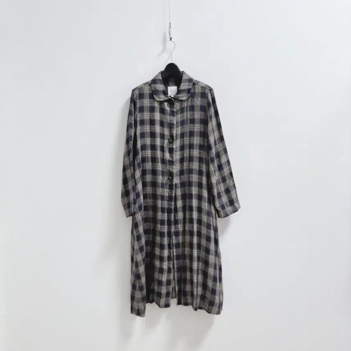 [BUNJANG] LUDIA K Check Linen Long Jacket / 루디아케이 체크 린넨 롱 자켓