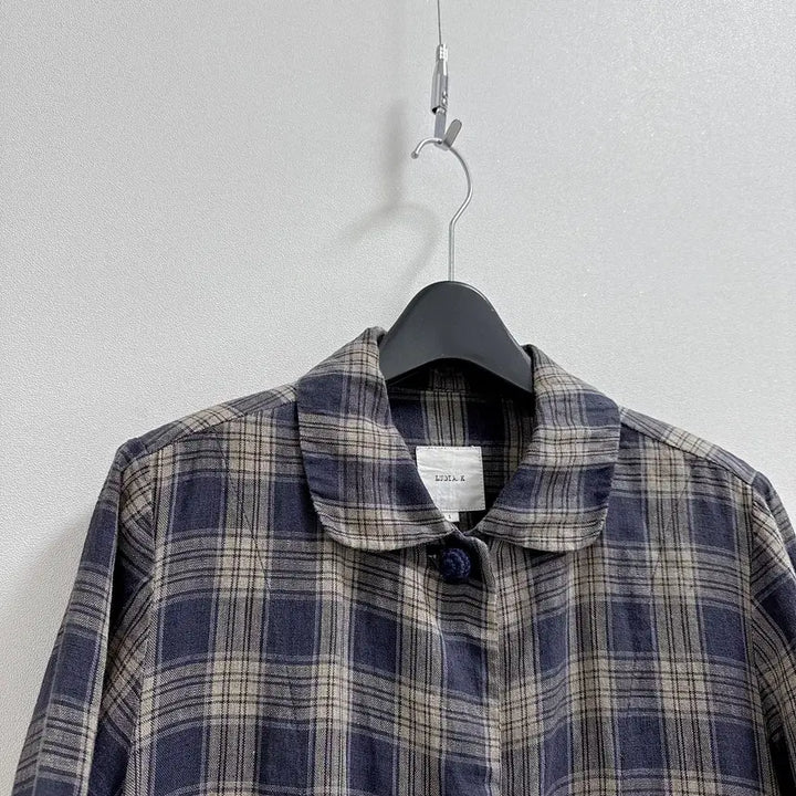 [BUNJANG] LUDIA K Check Linen Long Jacket / 루디아케이 체크 린넨 롱 자켓