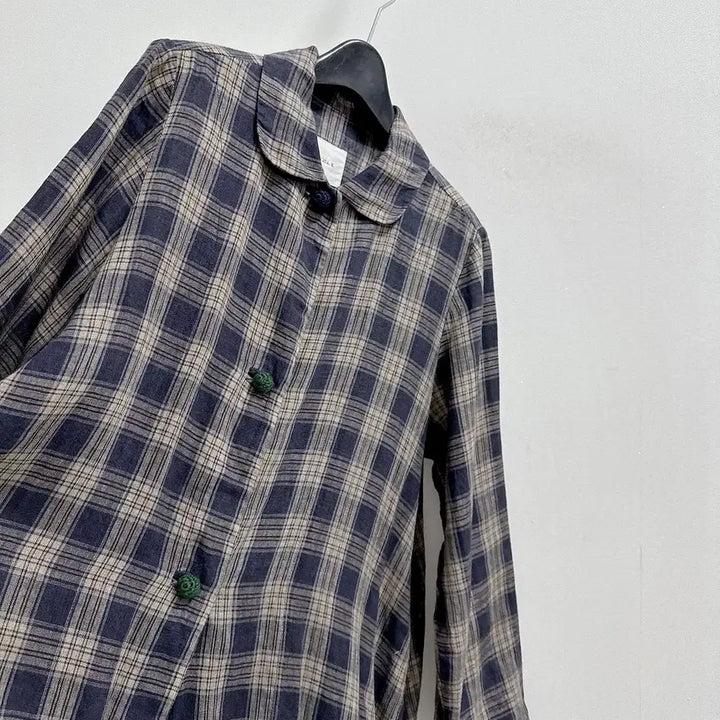 [BUNJANG] LUDIA K Check Linen Long Jacket / 루디아케이 체크 린넨 롱 자켓