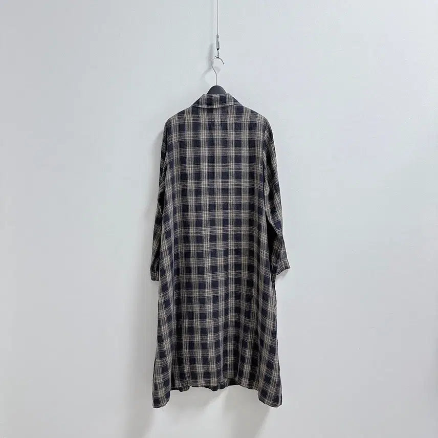 [BUNJANG] LUDIA K Check Linen Long Jacket / 루디아케이 체크 린넨 롱 자켓
