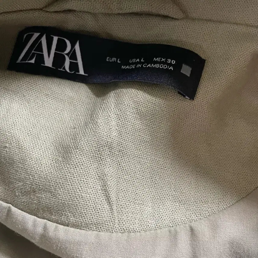[BUNJANG] ZARA Khaki Green Linen Drawstring Jacket / 자라 카키색 드로스트링 야상 린넨점퍼