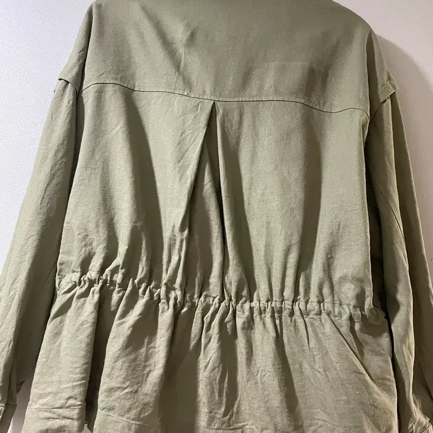 [BUNJANG] ZARA Khaki Green Linen Drawstring Jacket / 자라 카키색 드로스트링 야상 린넨점퍼