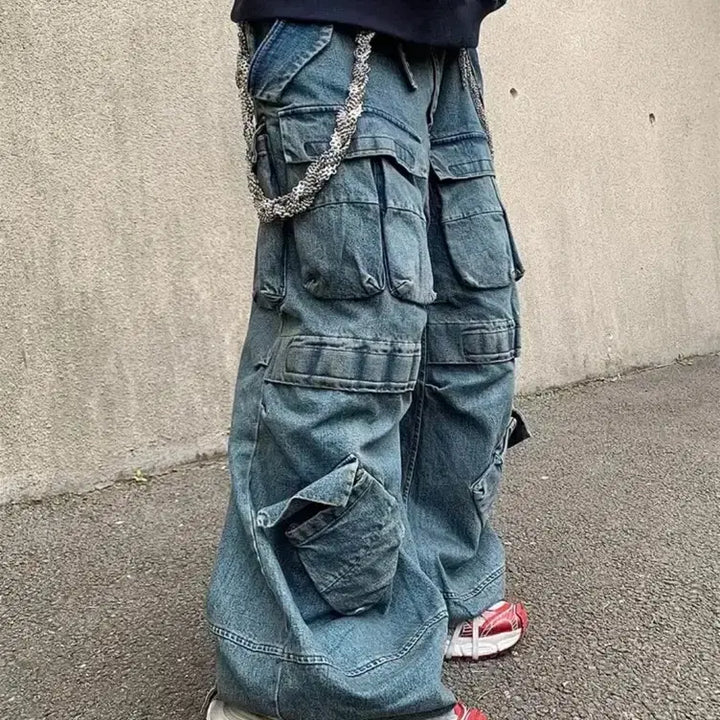 [BUNJANG] Ourpas 030 Blue Cargo Denim Pants / 아워파스 ourpas030