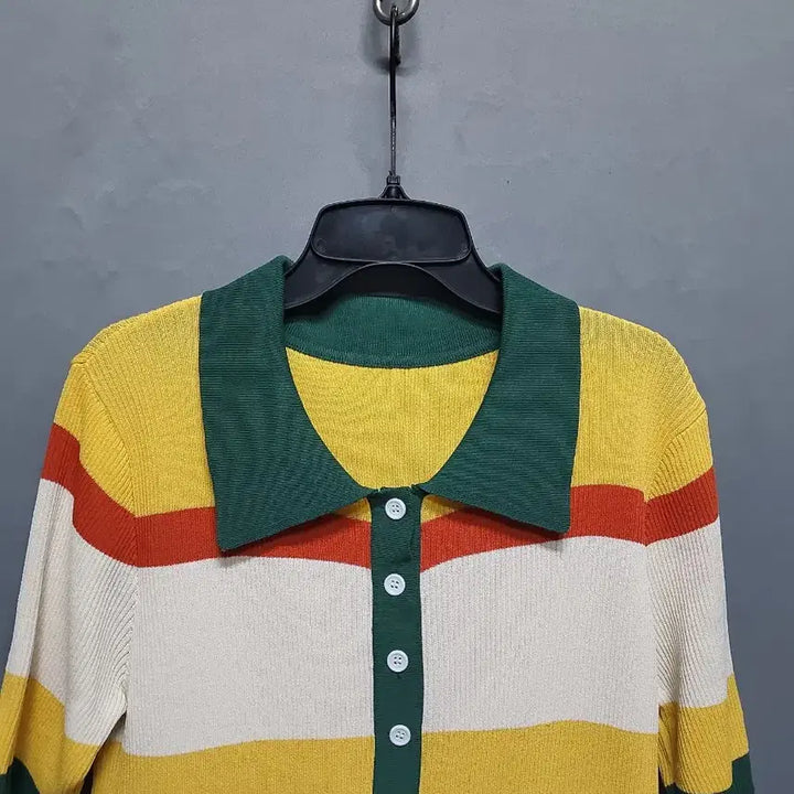 [SOLD OUT] 컬러 배색 골지 카라니트
