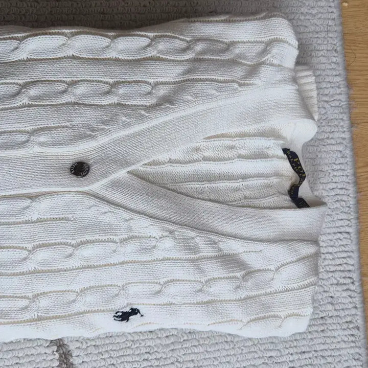 [BUNJANG] Polo Ralph Lauren Cable Knit Cardigan Cream / 폴로랄프로렌 케이블 니트 가디건  크림색  거의새거