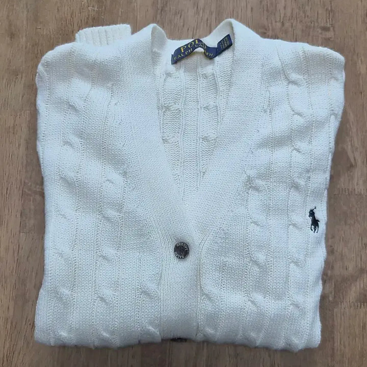 [BUNJANG] Polo Ralph Lauren Cable Knit Cardigan Cream / 폴로랄프로렌 케이블 니트 가디건  크림색  거의새거
