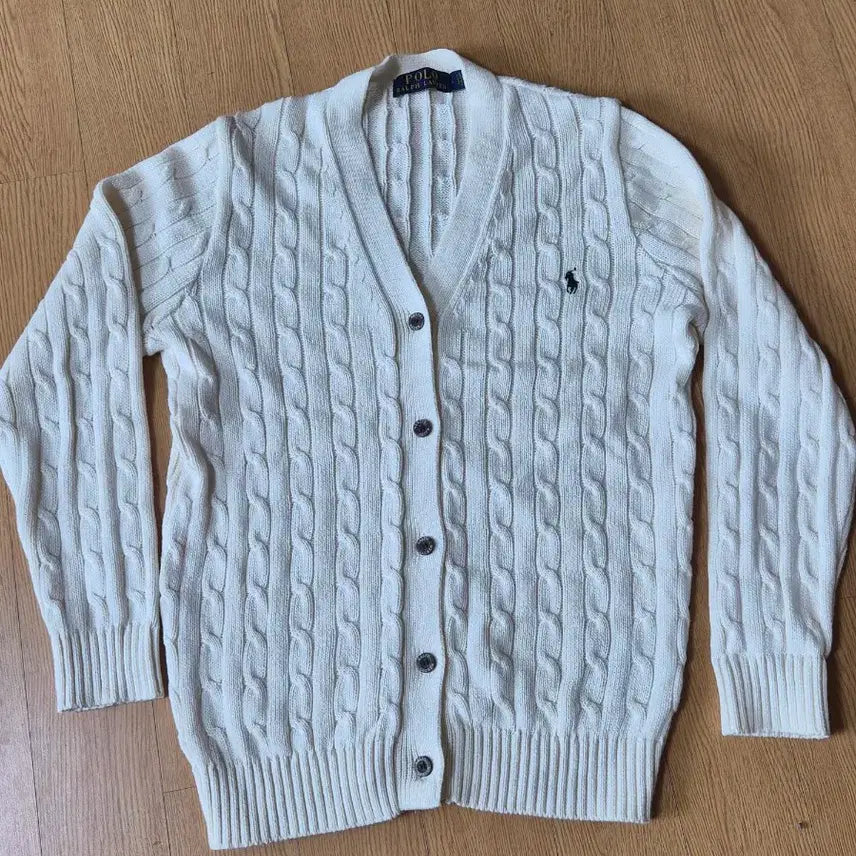 [BUNJANG] Polo Ralph Lauren Cable Knit Cardigan Cream / 폴로랄프로렌 케이블 니트 가디건  크림색  거의새거