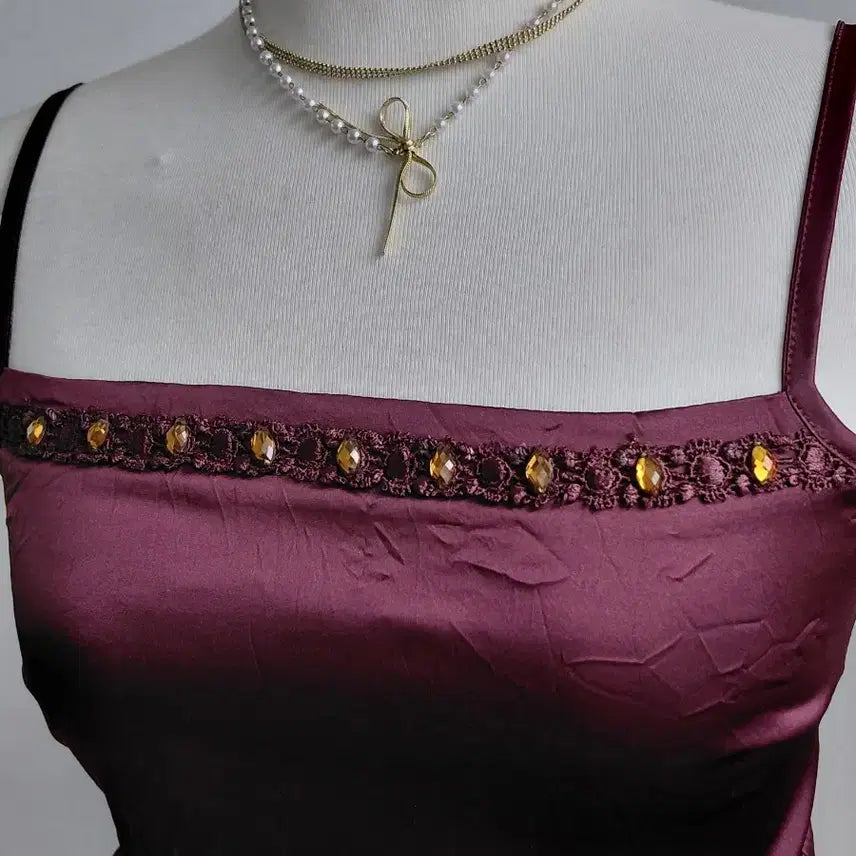 [BUNJANG] Vintage Burgundy Sleeveless Top / [빈티지] 버건디 슬리브리스 탑