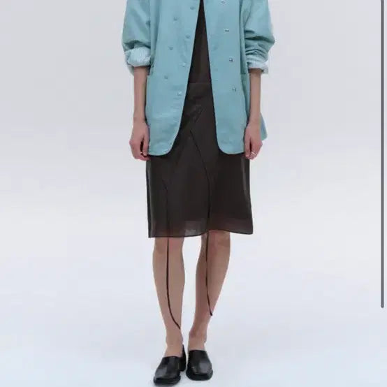 [SOLD OUT] (새상품) 솔티페블 빈티지 코튼 더블 하프 자켓 스카이블루