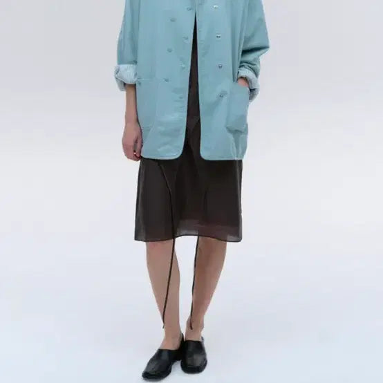 [SOLD OUT] (새상품) 솔티페블 빈티지 코튼 더블 하프 자켓 스카이블루