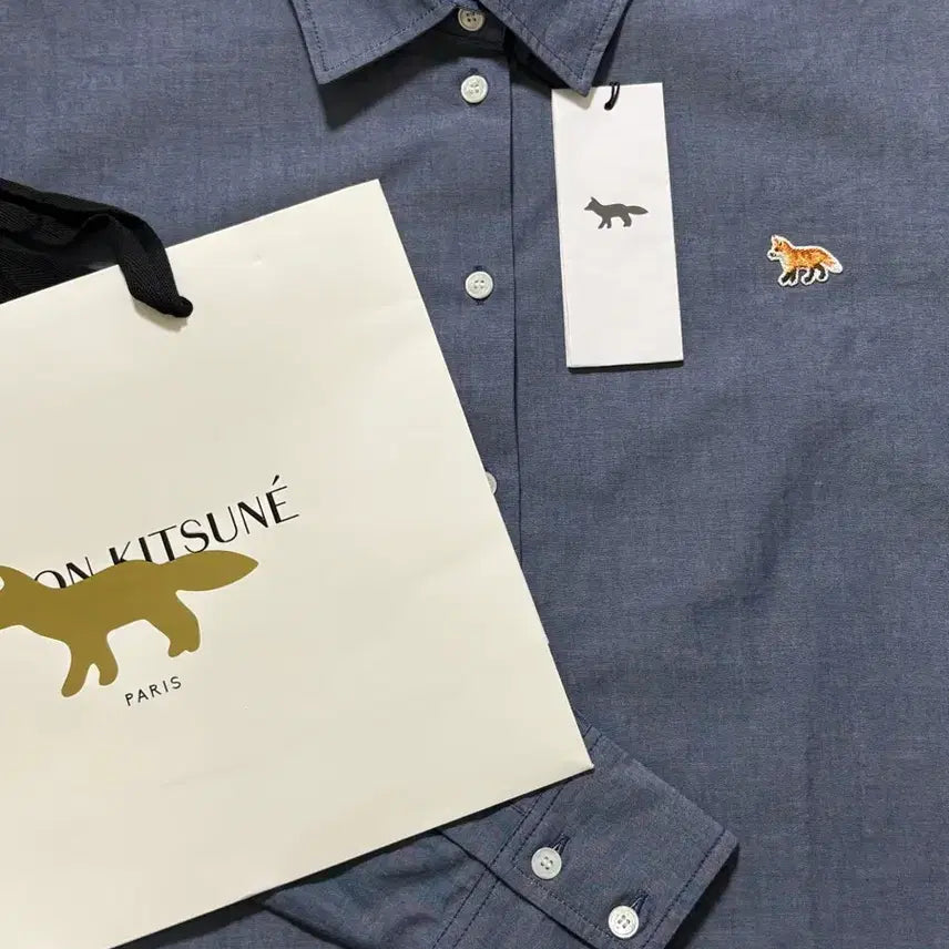 [BUNJANG] Maison Kitsune Indigo Casual Shirt / 메종키츠네 캐쥬얼 셔츠 인디고 38