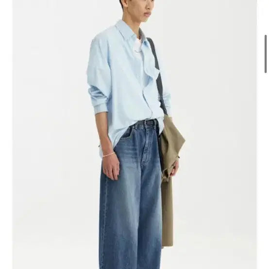 [SOLD OUT] 유스 와이드 데님long(오카야마산) mid blue 30/32