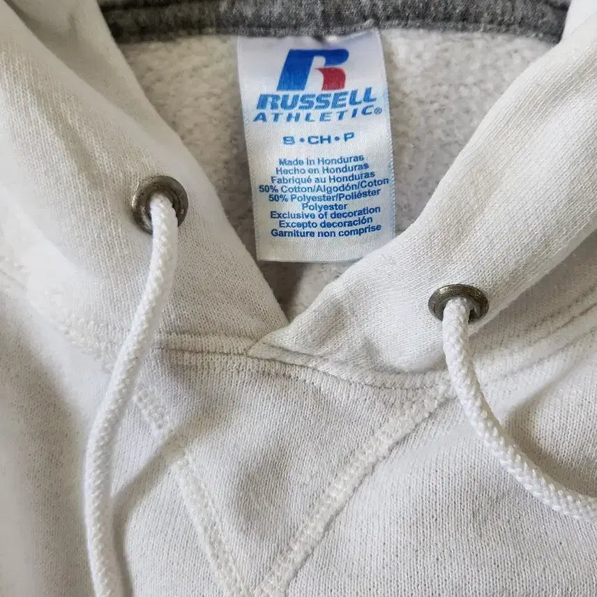 [BUNJANG] Russell White Hooded Sweatshirt S / Russell 화이트 후드티 후드스웨트셔츠 S