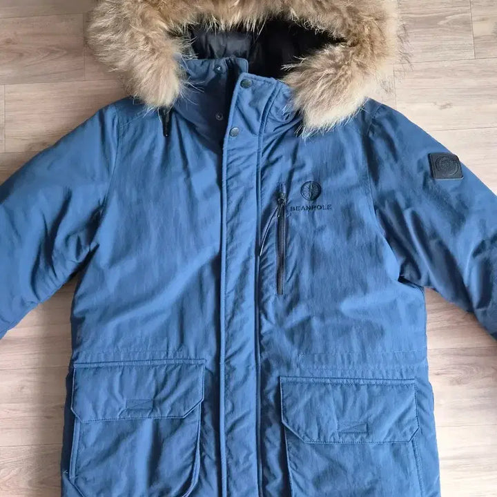 [BUNJANG] Beanpole Blue Fur Hooded Padded Jumper / 빈폴 블루 퍼 후드 패딩 점퍼