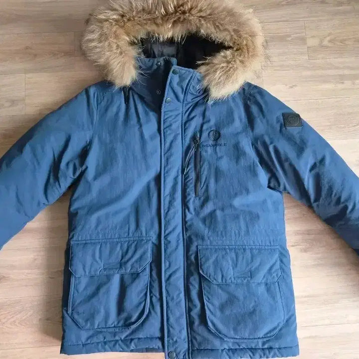 [BUNJANG] Beanpole Blue Fur Hooded Padded Jumper / 빈폴 블루 퍼 후드 패딩 점퍼