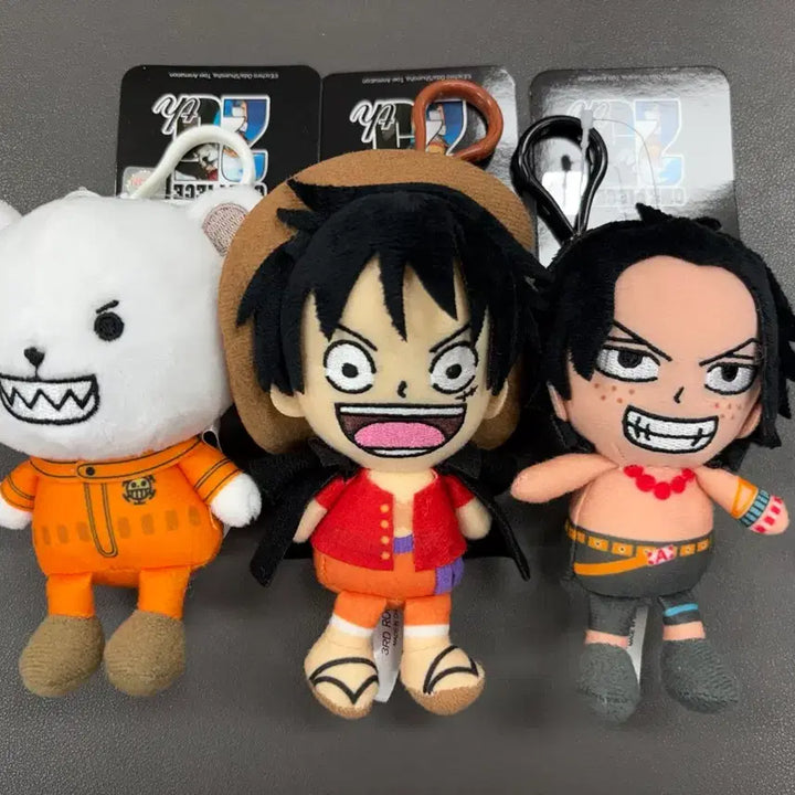 [BUNJANG] One Piece 25th Anniversary Plush Keyring Set / (미사용) 원피스 25주년 인형 키링 세트 (루피 에이스 베포) 12cm
