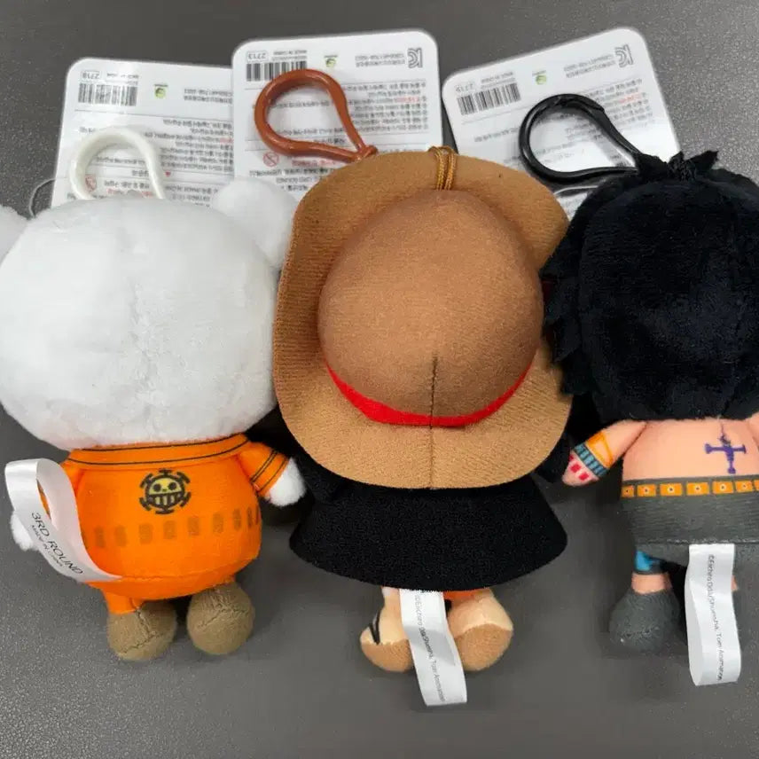 [BUNJANG] One Piece 25th Anniversary Plush Keyring Set / (미사용) 원피스 25주년 인형 키링 세트 (루피 에이스 베포) 12cm