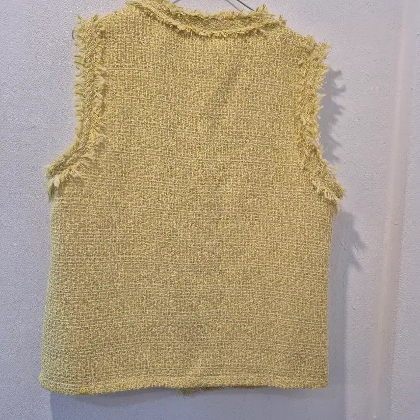 [BUNJANG] Jeavaryrara Yellow Tweed Pocket Vest / 제아바리라라 옐로우 트위드 포켓 조끼