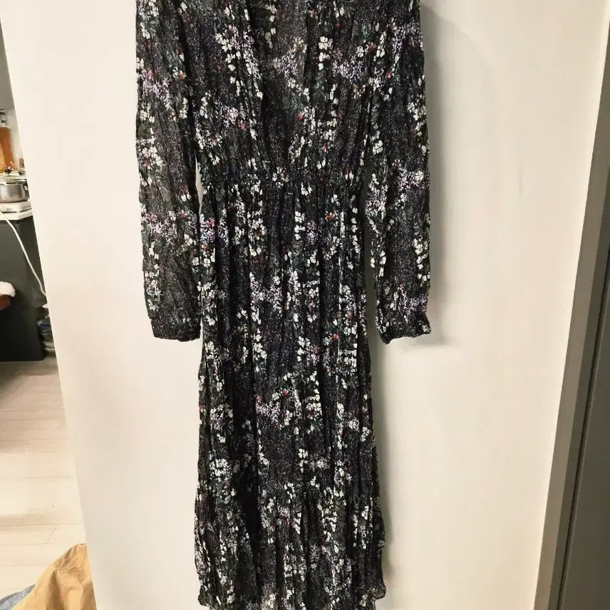 [BUNJANG] NANING9 Flower Chiffon Long Dress / [NANING9] 난닝구 플라워 쉬폰 롱 원피스
