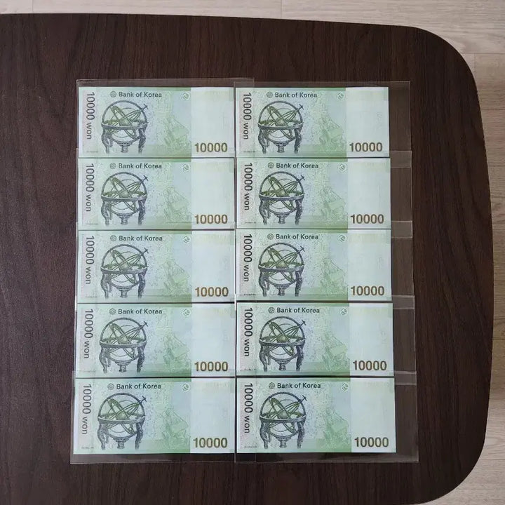 [BUNJANG] Unused Korean Won 10,000 Won Banknote / 만원, 4포커 연속번호 10매 (미사용제)
