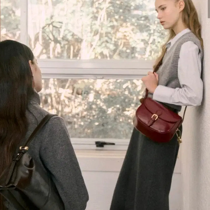 [BUNJANG] Le Mame Sac Ore Crossbody Bag - Black Cherry / 르메메 삭 오레 블랙체리