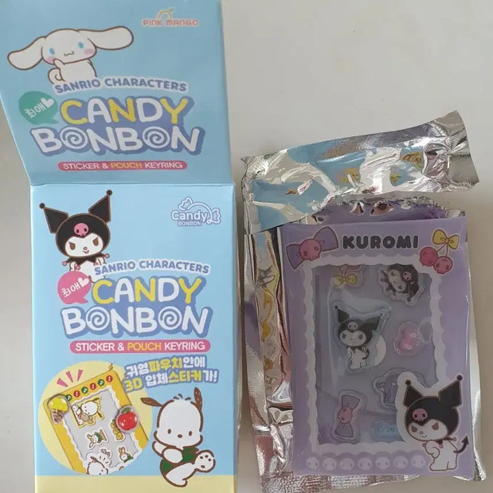 [BUNJANG] Sanrio Candy Bonbon Kuromi Sticker Pouch Keychain / 산리오 캔디봉봉 스티커 파우치 키링 쿠로미 새상품