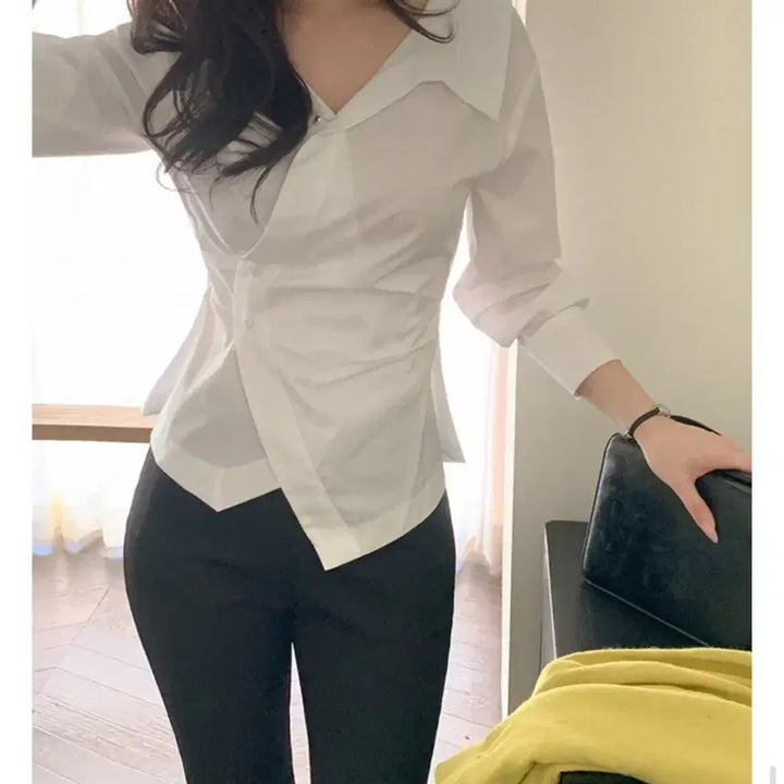 [BUNJANG] Renne Brow 핀턱 Wrap Blouse (Ivory) / 렌느 브로우 핀턱 랩 블라우스 자체제작 (아이보리)