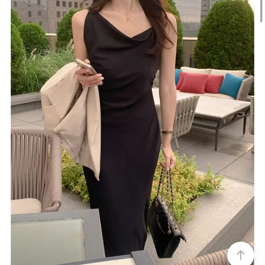 [BUNJANG] Renne Le Slip Dress (Black, S) / 렌느 자체제작 르에 슬립 원피스 (블랙S)