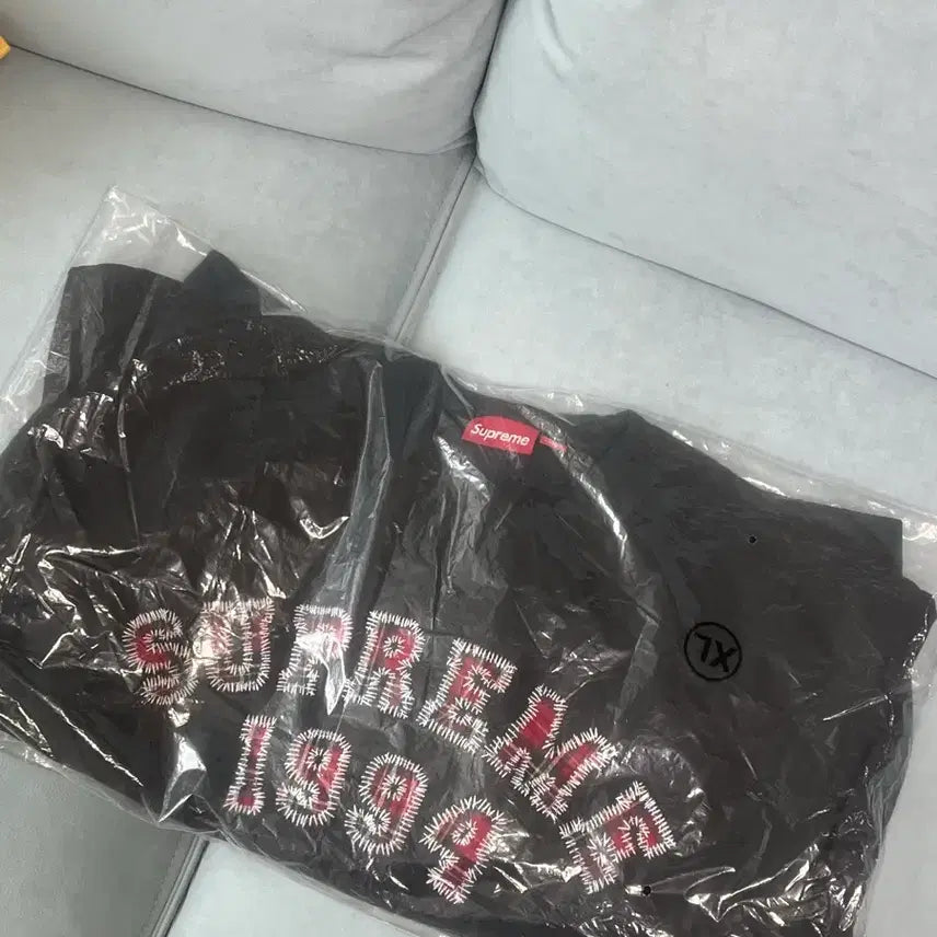 [BUNJANG] Supreme Plaid Arc Sweatshirt Black XL / (새상품) 슈프림 26 ss 플레이드 아크 맨투맨 블랙 XL