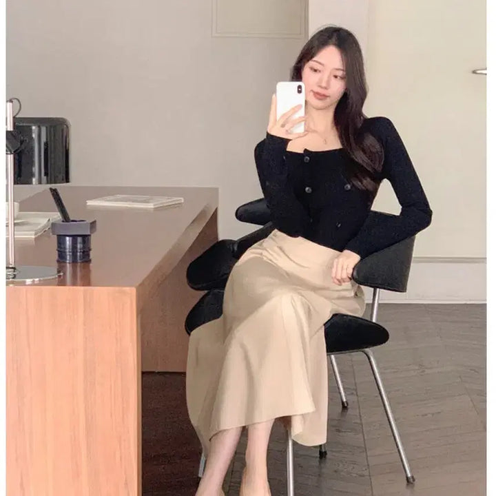 [BUNJANG] Lenne Lander Flare Skirt Beige / 렌느 랜더 플레어 스커트 베이지