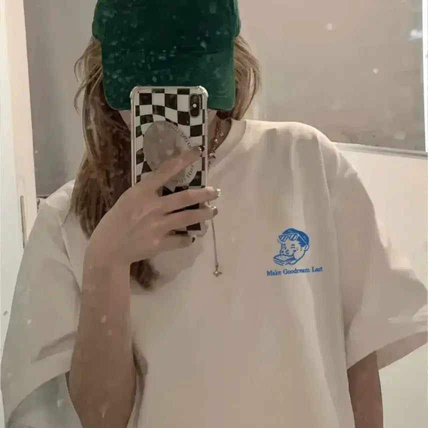[BUNJANG] White Printing Short Sleeve T-Shirt / 화이트 프린팅 반팔 티셔츠