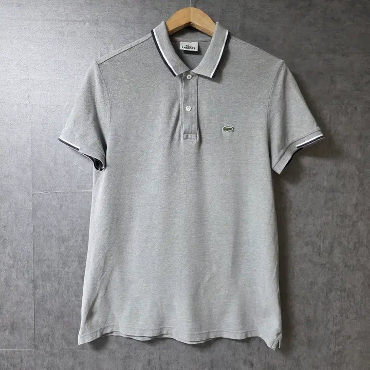[BUNJANG] Lacoste Polo Shirt Gray Colorblock / 라코스테 PK 반팔 카라티 그레이 배색  사이즈 100