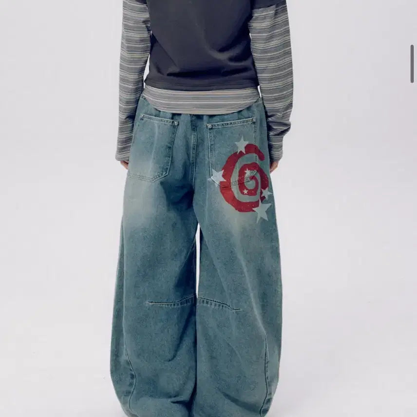 [BUNJANG] Someplace Spangle Star Washed Balloon Wide Pants / (새상품) 썸플레이스 스팽글 스타 워시드 벌룬 와이드팬츠