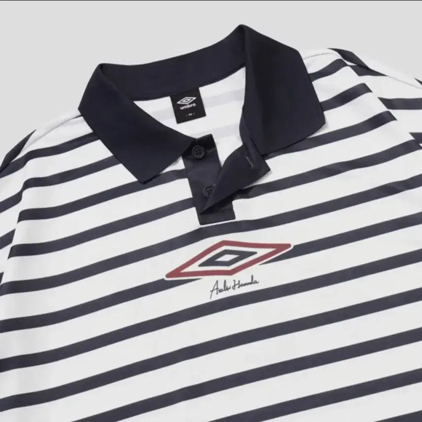 [SOLD OUT] [Umbro X Asahi Hamada] 스트라이프 저지 카라 티셔츠 S